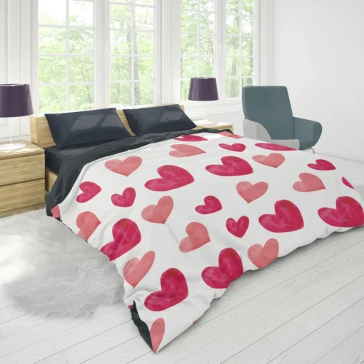 Romantic Pink Love Hearts Duvet Cover 1