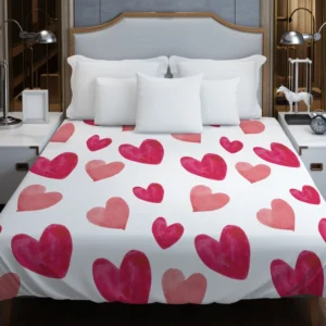 Romantic Pink Love Hearts Duvet Cover