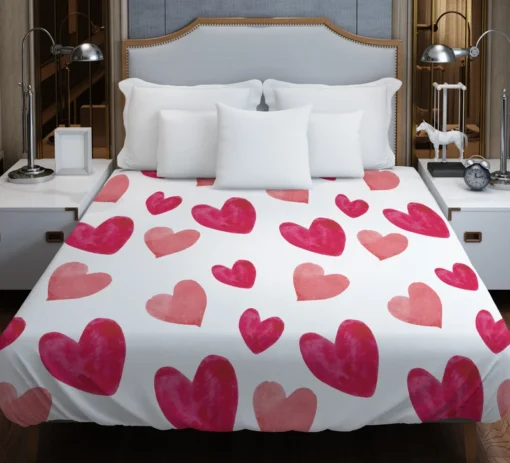 Romantic Pink Love Hearts Duvet Cover