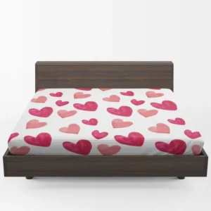 Romantic Pink Love Hearts Fitted Sheet 1