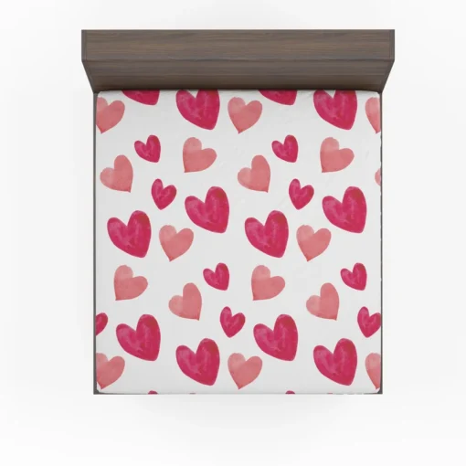 Romantic Pink Love Hearts Fitted Sheet