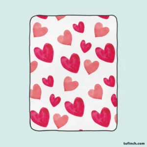 Romantic Pink Love Hearts Fleece Blanket 1