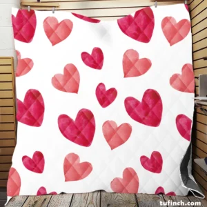 Romantic Pink Love Hearts Quilt Blanket