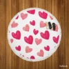 Romantic Pink Love Hearts Round Beach Towel