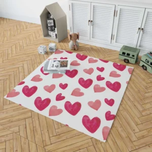 Romantic Pink Love Hearts Rug 1