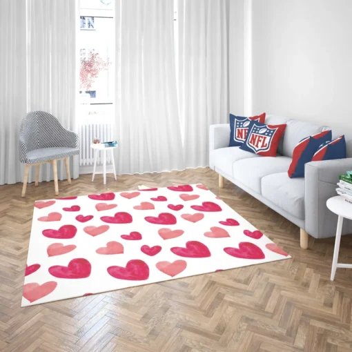 Romantic Pink Love Hearts Rug 2