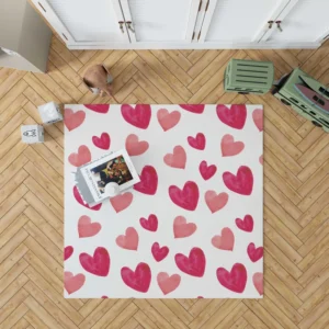 Romantic Pink Love Hearts Rug