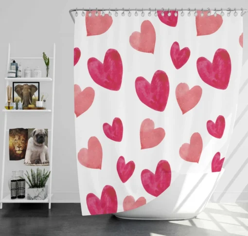 Romantic Pink Love Hearts Shower Curtain