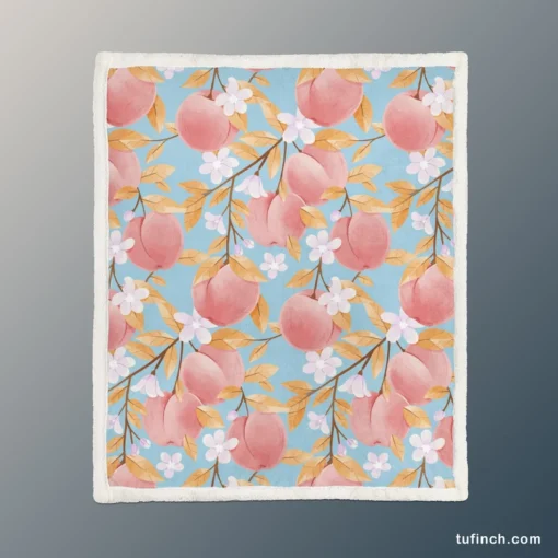 Rose Apple Floral Pattern Sherpa Fleece Blanket 1