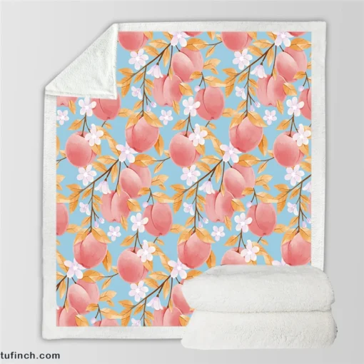 Rose Apple Floral Pattern Sherpa Fleece Blanket