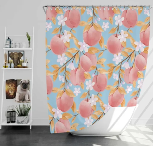 Rose Apple Floral Pattern Shower Curtain