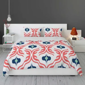 Rose Colored Ikat Design Bedding Set 1