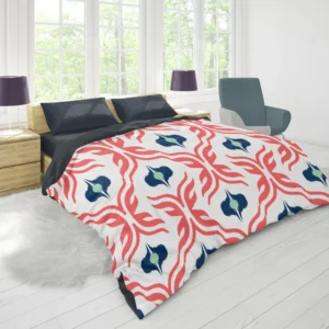 Rose Colored Ikat Design Duvet Cover 1