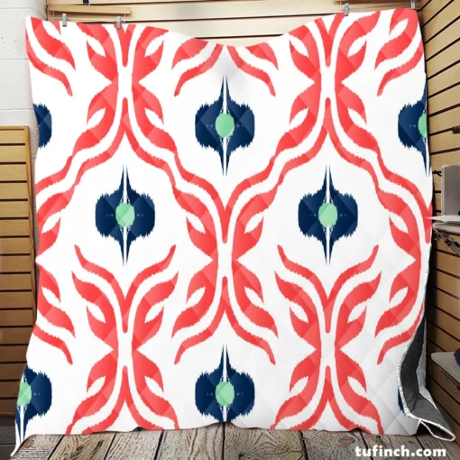 Rose Colored Ikat Design Quilt Blanket