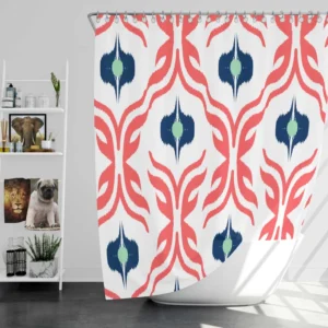 Rose Colored Ikat Design Shower Curtain