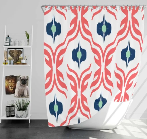 Rose Colored Ikat Design Shower Curtain