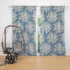 Rose Floral Pattern Moonstone Blue Curtain