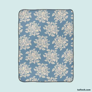 Rose Floral Pattern Moonstone Blue Fleece Blanket 1