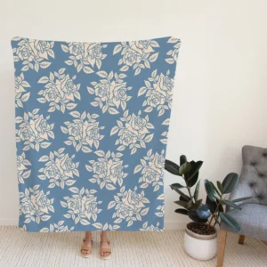 Rose Floral Pattern Moonstone Blue Fleece Blanket