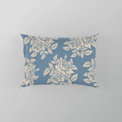 Rose Floral Pattern Moonstone Blue Pillow Case