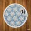 Rose Floral Pattern Moonstone Blue Round Beach Towel