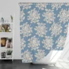 Rose Floral Pattern Moonstone Blue Shower Curtain