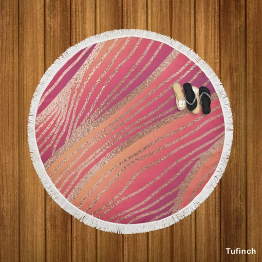 Rose Gold Elegant Abstract Design Round Beach Towel