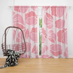 Rose Pink Floral Petals Curtain