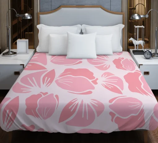 Rose Pink Floral Petals Duvet Cover