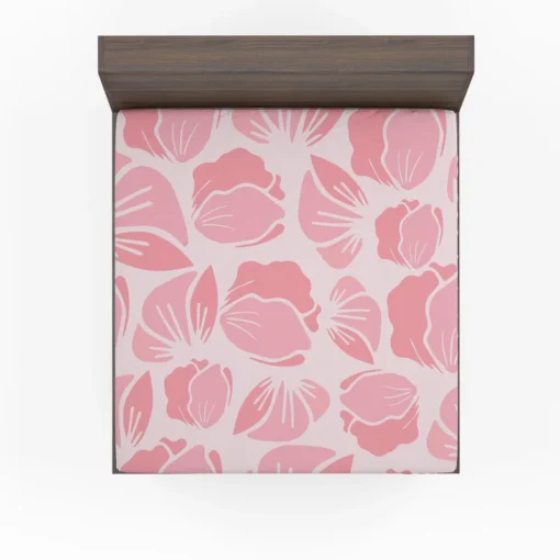 Rose Pink Floral Petals Fitted Sheet