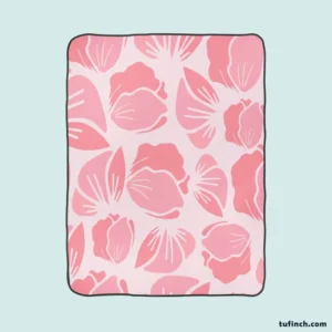 Rose Pink Floral Petals Fleece Blanket 1