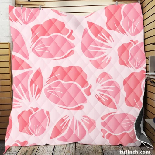 Rose Pink Floral Petals Quilt Blanket