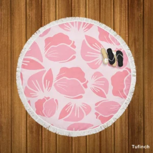 Rose Pink Floral Petals Round Beach Towel