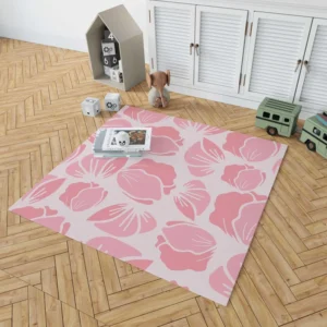 Rose Pink Floral Petals Rug 1