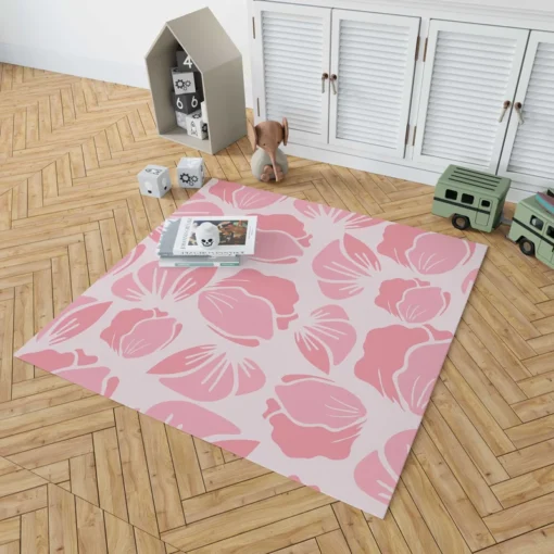 Rose Pink Floral Petals Rug 1