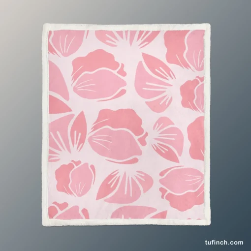 Rose Pink Floral Petals Sherpa Fleece Blanket 1