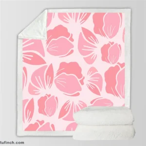 Rose Pink Floral Petals Sherpa Fleece Blanket