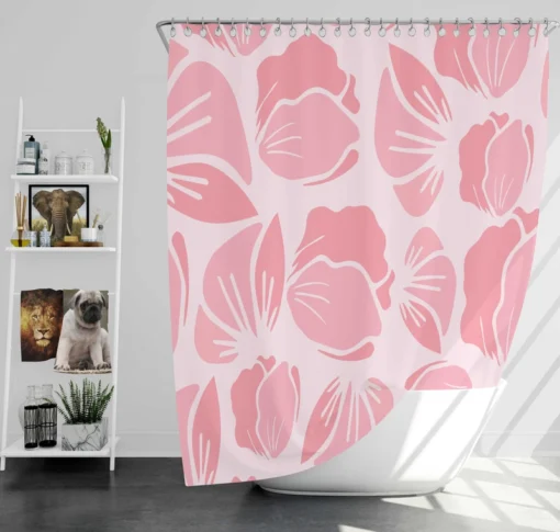 Rose Pink Floral Petals Shower Curtain