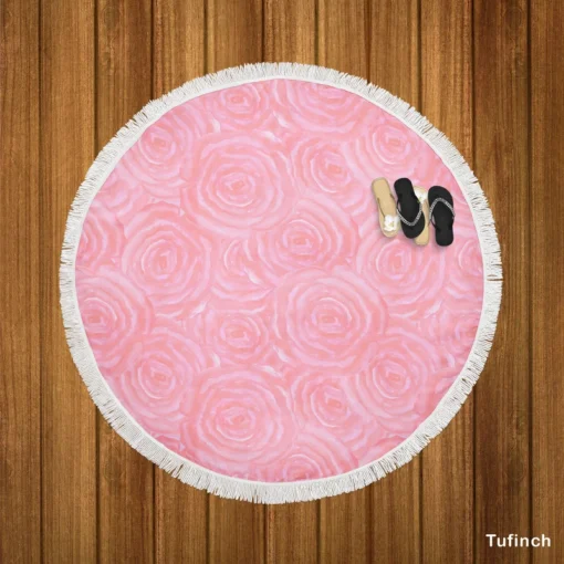 Rose Water Background Round Beach Towel