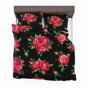 Roses & Rose Buds On Black Bedding Set 2