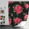 Roses & Rose Buds On Black Shower Curtain