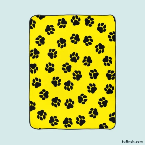 Rotated Pattern Dog Paw Fleece Blanket 1