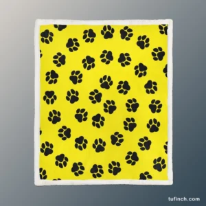 Rotated Pattern Dog Paw Sherpa Fleece Blanket 1