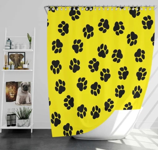 Rotated Pattern Dog Paw Shower Curtain