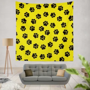 Rotated Pattern Dog Paw Wall Tapestry