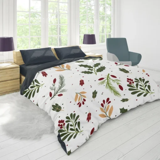 Rowan Berry Holly berry Leaves Pattern Duvet Cover 1