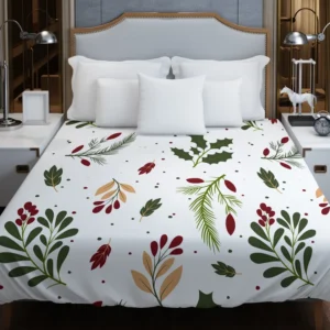 Rowan Berry Holly berry Leaves Pattern Duvet Cover