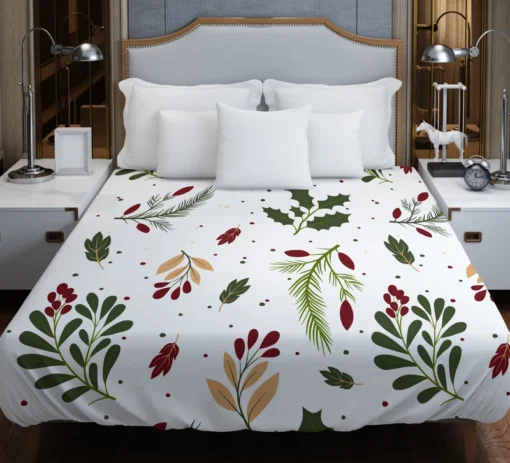 Rowan Berry Holly berry Leaves Pattern Duvet Cover