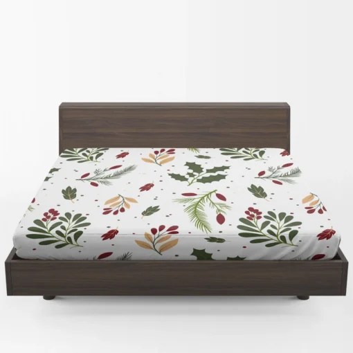 Rowan Berry Holly berry Leaves Pattern Fitted Sheet 1