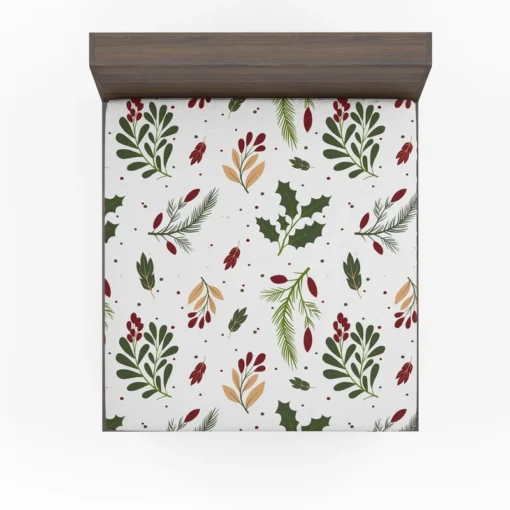 Rowan Berry Holly berry Leaves Pattern Fitted Sheet